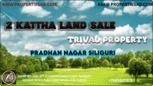 ## 2 Kathha Land for Sale at Pradhan Nagar, Siliguri – Tribal Property Are you going to invest in land at the prime location of Siliguri? Here is an excellent chance to possess **2 Kathha land for sale in Pradhan Nagar, Siliguri**, a well-developed and highly sought-after area of the city. The plot is a **tribal property** and is suitable for those who are searching for long-term investment or thinking of building their dream house in a calm yet well-connected neighborhood. ### Property Overview: * **Location**: Pradhan Nagar, Siliguri * **Land Area**: 2 Kathha * **Property Type**: Tribal Property * **Usage**: Suitable for construction of residential properties or investment ### Why Choose This Land? Pradhan Nagar boasts great connectivity and urban living. The area is easily accessible with proximity to markets, shopping complexes, hospitals, schools, and transport facilities, thus being one of the most sought-after residential locations in Siliguri. Purchasing land here guarantees not just a perfect location but also appreciation of value over the long term. This 2 Kathha land gives enough scope for construction of a modern house with parking and garden spaces or can be retained as a future development strategic holding. Being located in a prime position with increasing real estate needs, the property offers high return potential. ### Key Highlights: * Quiet residential environment * Road connectivity to all major areas of Siliguri * Sufficient land area for construction * Clear tribal land papers * Suitable for immediate or future development If you are searching for **land for sale in Pradhan Nagar, Siliguri**, this 2 Kathha tribal property is a golden opportunity. ???? **Contact us today** for price details, site visits, and more information. Don’t miss out on this chance to own land in one of Siliguri’s most strategic locations!