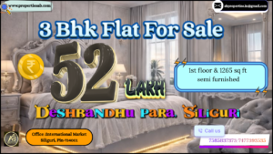 For Sale: 3 BHK Flat in Deshbandhu Para, Siliguri | Semi-Furnished Flat of 1265 Sq Ft for ₹52 Lakh